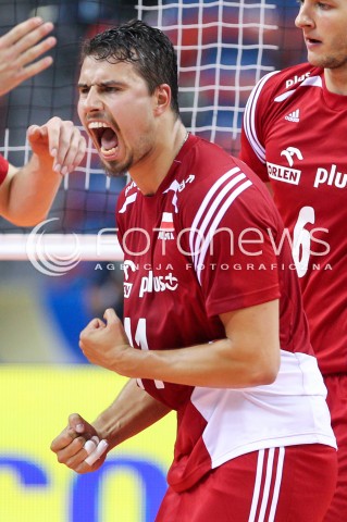  14.07.2016 KRAKOW <br />SIATKOWKA MEZCZYZN LIGA SWIATOWA 2016 TURNIEJ FINALOWY <br />FIVB VOLLEYBALL WORLD LEAGUE FINAL SIX 2016 <br />MECZ POLSKA - SERBIA ( Poland - Serbia ) <br />N/Z FABIAN DRZYZGA RADOSC EMOCJE SYLWETKA <br /> 