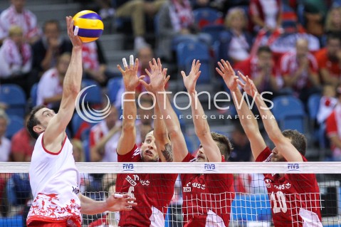  14.07.2016 KRAKOW <br />SIATKOWKA MEZCZYZN LIGA SWIATOWA 2016 TURNIEJ FINALOWY <br />FIVB VOLLEYBALL WORLD LEAGUE FINAL SIX 2016 <br />MECZ POLSKA - SERBIA ( Poland - Serbia ) <br />N/Z MARKO IVOVIC BARTOSZ KUREK KAROL KLOS MATEUSZ MIKA BLOK<br /> 