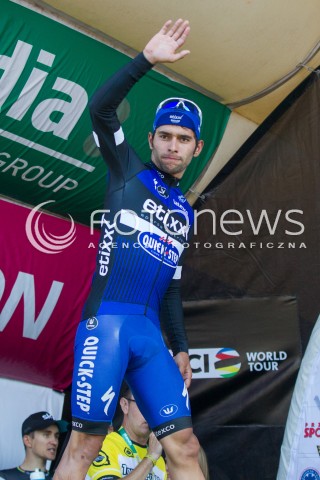  15.07.2016 RZESZOW <br />71. TOUR DE POLOGNE - ETAP IV <br />META W RZESZOWIE <br />N/Z FERNANDO GAVIRIA SYLWETKA RADOSC EMOCJE PODIUM<br /> 