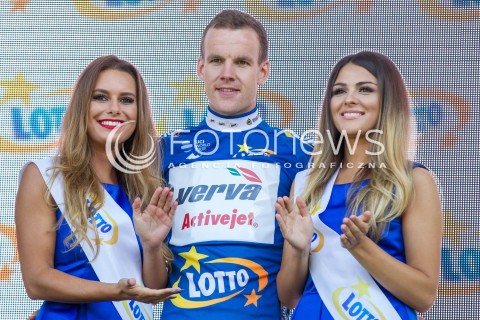  15.07.2016 RZESZOW <br />71. TOUR DE POLOGNE - ETAP IV <br />META W RZESZOWIE <br />N/Z JONAS KOCH - NAJAKTYWNIEJSZY ZAWODNIK SYLWETKA RADOSC<br /> 