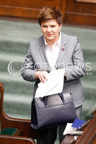  22.07.2016 WARSZAWA SEJM<br />POSIEDZENIE SEJMU RP<br />N/Z PREMIER BEATA SZYDLO TOREBKA<br /> 