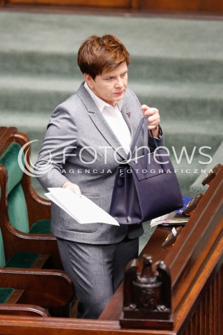  22.07.2016 WARSZAWA SEJM<br />POSIEDZENIE SEJMU RP<br />N/Z PREMIER BEATA SZYDLO TOREBKA<br /> 