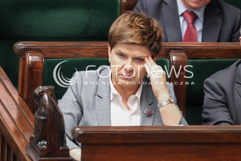  22.07.2016 WARSZAWA SEJM<br />POSIEDZENIE SEJMU RP<br />N/Z PREMIER BEATA SZYDLO<br /> 