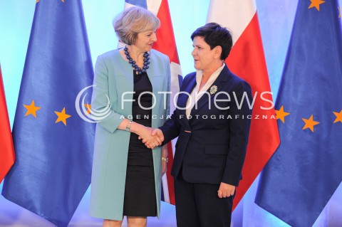  28.07.2016 WARSZAWA<br />
WIZYTA PREMIER WIELKIEJ BRYTANII<br />
N/Z PREMIER RP BEATA SZYDLO PREMIER WIELKIEJ BRYTANII THERESA MAY<br />
 