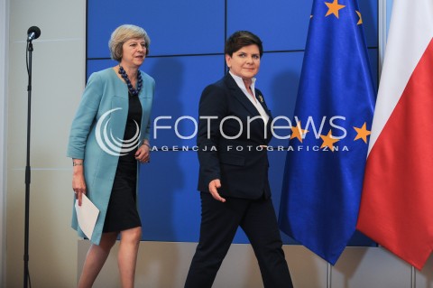  28.07.2016 WARSZAWA<br />WIZYTA PREMIER WIELKIEJ BRYTANII<br />N/Z PREMIER RP BEATA SZYDLO PREMIER WIELKIEJ BRYTANII THERESA MAY<br /> 