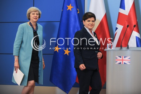  28.07.2016 WARSZAWA<br />WIZYTA PREMIER WIELKIEJ BRYTANII<br />N/Z PREMIER RP BEATA SZYDLO PREMIER WIELKIEJ BRYTANII THERESA MAY<br /> 