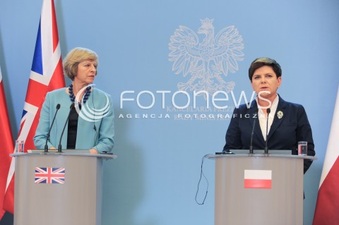  28.07.2016 WARSZAWA<br />WIZYTA PREMIER WIELKIEJ BRYTANII<br />N/Z PREMIER RP BEATA SZYDLO PREMIER WIELKIEJ BRYTANII THERESA MAY<br /> 