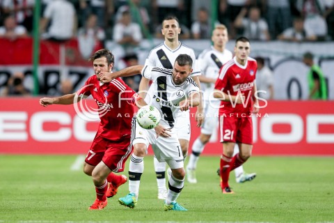  03.08.2016 WARSZAWA PILKA NOZNA STADION LEGII<br />FOOTBALL III RUNDA ELIMINACJI UEFA CHAMPIONS LEAGUE<br />MECZ LEGIA WARSZAWA - AS TRENCZYN<br />N/Z PETER KLESCIK NEMANJA NIKOLIC<br /> 
