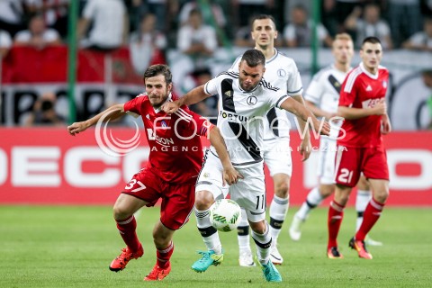  03.08.2016 WARSZAWA PILKA NOZNA STADION LEGII<br />FOOTBALL III RUNDA ELIMINACJI UEFA CHAMPIONS LEAGUE<br />MECZ LEGIA WARSZAWA - AS TRENCZYN<br />N/Z PETER KLESCIK NEMANJA NIKOLIC<br /> 