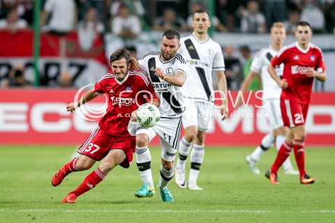  03.08.2016 WARSZAWA PILKA NOZNA STADION LEGII<br />FOOTBALL III RUNDA ELIMINACJI UEFA CHAMPIONS LEAGUE<br />MECZ LEGIA WARSZAWA - AS TRENCZYN<br />N/Z PETER KLESCIK NEMANJA NIKOLIC<br /> 
