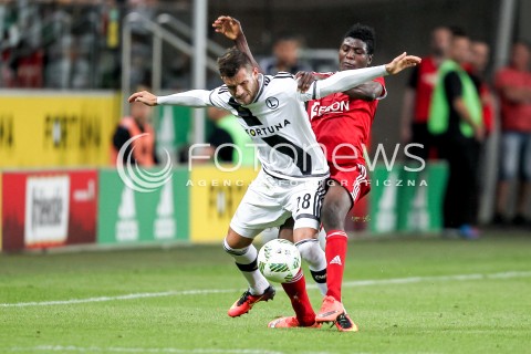  03.08.2016 WARSZAWA PILKA NOZNA STADION LEGII<br />FOOTBALL III RUNDA ELIMINACJI UEFA CHAMPIONS LEAGUE<br />MECZ LEGIA WARSZAWA - AS TRENCZYN<br />N/Z MICHAL KUCHARCZYK ALIKO BALA<br /> 