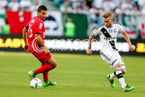  07.08.2016 WARSZAWA PILKA NOZNA <br />FOOTBALL EKSTRAKLASA STADION LEGII<br />MECZ LEGIA WARSZAWA - PIAST GLIWICE<br />N/Z THIBAULT MOULIN ALEKSANDAR SEDLAR<br /> 