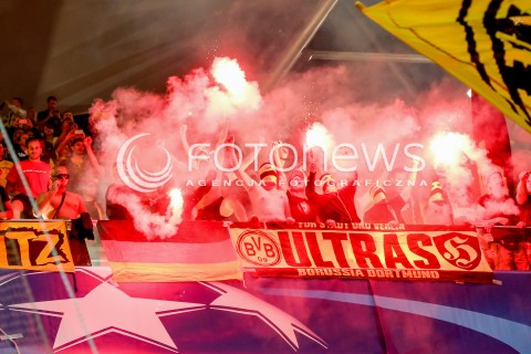  14.09.2016 WARSZAWA PILKA NOZNA <br />FOOTBALL LIGA MISTRZOW UEFA STADION LEGII<br />MECZ LEGIA WARSZAWA - BORUSSIA DORTMUND<br />N/Z KIBICE BORUSSI<br /> 