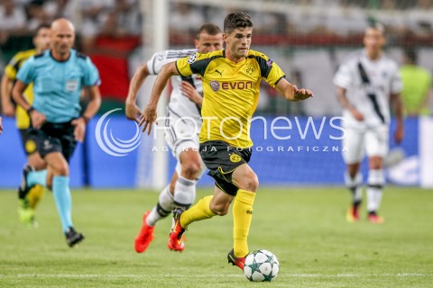  14.09.2016 WARSZAWA PILKA NOZNA <br />FOOTBALL LIGA MISTRZOW UEFA STADION LEGII<br />MECZ LEGIA WARSZAWA - BORUSSIA DORTMUND<br />N/Z CHRISTIAN PULISIC<br /> 