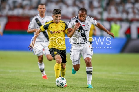  14.09.2016 WARSZAWA PILKA NOZNA <br />FOOTBALL LIGA MISTRZOW UEFA STADION LEGII<br />MECZ LEGIA WARSZAWA - BORUSSIA DORTMUND<br />N/Z CHRISTIAN PULISIC VADIS ODJIDJA OFOE<br /> 