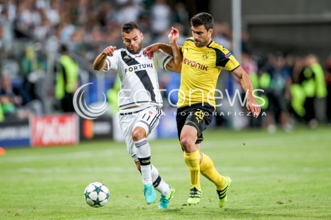  14.09.2016 WARSZAWA PILKA NOZNA <br />FOOTBALL LIGA MISTRZOW UEFA STADION LEGII<br />MECZ LEGIA WARSZAWA - BORUSSIA DORTMUND<br />N/Z NEMANJA NIKOLIC SOKRATIS PAPASTATHOPOULOS<br /> 