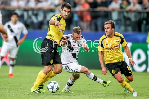  14.09.2016 WARSZAWA PILKA NOZNA <br />FOOTBALL LIGA MISTRZOW UEFA STADION LEGII<br />MECZ LEGIA WARSZAWA - BORUSSIA DORTMUND<br />N/Z THIBAULT MOULIN MARIO GOTZE<br /> 