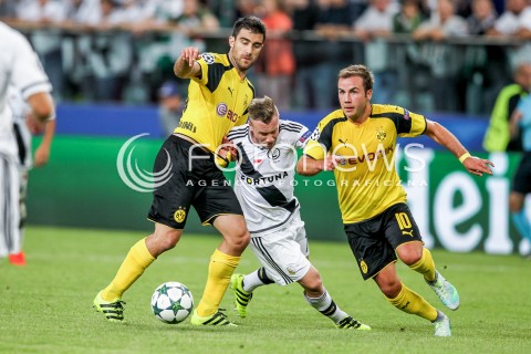  14.09.2016 WARSZAWA PILKA NOZNA <br />FOOTBALL LIGA MISTRZOW UEFA STADION LEGII<br />MECZ LEGIA WARSZAWA - BORUSSIA DORTMUND<br />N/Z THIBAULT MOULIN MARIO GOTZE<br /> 