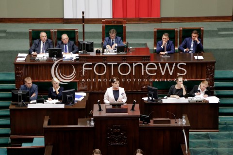  22.09.2016 WARSZAWA SEJM<br />POSIEDZENIE SEJMU RP<br />N/Z PREMIER BEATA SZYDLO MARSZALEK SEJMU MAREK KUCHCINSKI <br /> 