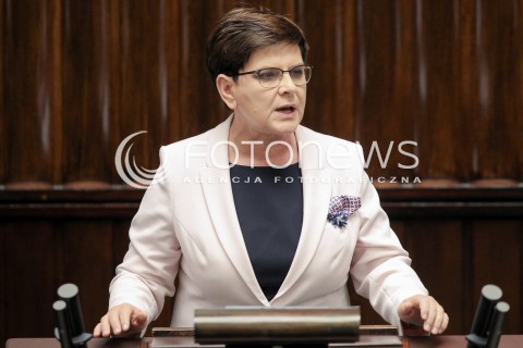  22.09.2016 WARSZAWA SEJM<br />POSIEDZENIE SEJMU RP<br />N/Z PREMIER BEATA SZYDLO <br /> 