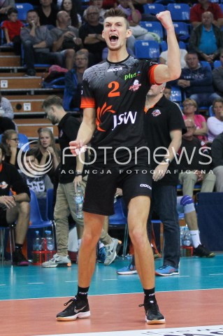  23.09.2016 RZESZOW <br />SIATKOWKA SEZON 2016/2017 MEN VOLLEYBALL <br />MECZ TOWARZYSKI<br />MECZ ASSECO RESOVIA RZESZOW - JASTRZEBSKI WEGIEL <br />N/Z MACIEJ MUZAJ RADOSC EMOCJE SYLWETKA <br /> 