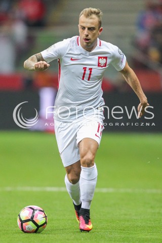  08.10.2016 WARSZAWA PILKA NOZNA <br />FOOTBALL POLISH ELIMINACJE MS 2018<br />MECZ POLSKA - DANIA NA STADIONIE NARODOWYM<br />N/Z KAMIL GROSICKI SYLWETKA<br /> 