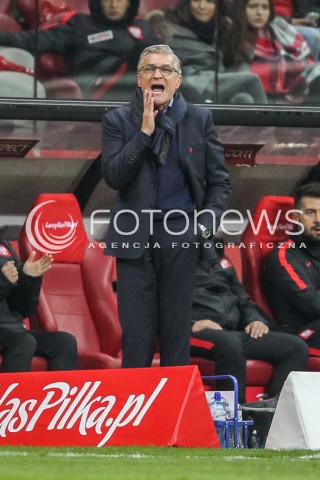  08.10.2016 WARSZAWA PILKA NOZNA <br />FOOTBALL POLISH ELIMINACJE MS 2018<br />MECZ POLSKA - DANIA NA STADIONIE NARODOWYM<br />N/Z ADAM NAWALKA - TRENER REPREZENTACJI POLSKI ( HEAD COACH ) SYLWETKA ZLOSC EMOCJE<br /> 