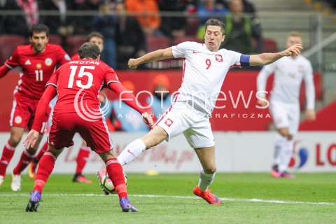 11.10.2016 WARSZAWA PILKA NOZNA <br />FOOTBALL POLISH ELIMINACJE MS 2018<br />MECZ POLSKA - ARMENIA NA STADIONIE NARODOWYM<br />N/Z ROBERT LEWANDOWSKI  <br /> 