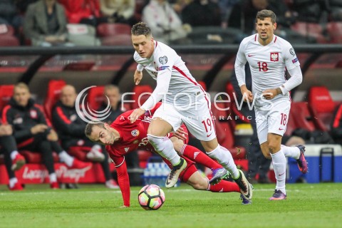  11.10.2016 WARSZAWA PILKA NOZNA <br />FOOTBALL POLISH ELIMINACJE MS 2018<br />MECZ POLSKA - ARMENIA NA STADIONIE NARODOWYM<br />N/Z PIOTR ZIELINSKI <br /> 