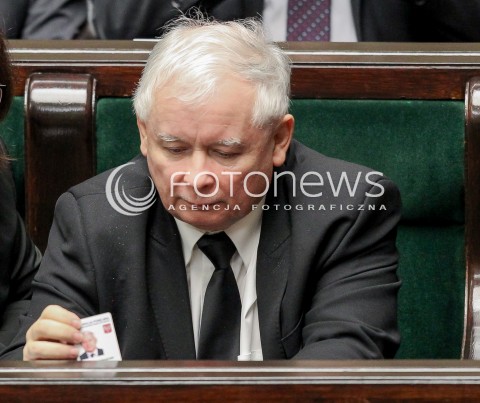  20.10.2016 WARSZAWA SEJM<br />POSIEDZENIE SEJMU RP<br />N/Z JAROSLAW KACZYNSKI KARTA POSELSKA<br /> 
