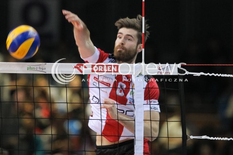  21.10.2016 RZESZOW<br />SIATKOWKA PLUSLIGA 2016/2017 MEN VOLLEYBALL POLAND POLISH PLUS LIGA LEAGUE SEASON 2016/2017<br />MECZ ASSECO RESOVIA RZESZOW - LOTOS TREFL GDANSK <br />N/Z DAWID DRYJA SYLWETKA ATAK<br /> 