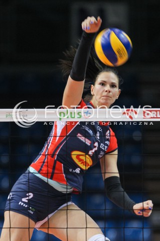  23.10.2016 RZESZOW<br />SIATKOWKA ORLEN LIGA 2016/2017 WOMEN VOLLEYBALL POLAND POLISH ORLENLIGA LEAGUE SEASON 2016/2017<br />MECZ DEVELOPRES SKYRES RZESZOW - BUDOWLANI LODZ <br />N/Z GABRIELA POLANSKA SYLWETKA ATAK<br /> 