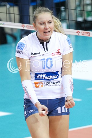  23.10.2016 RZESZOW<br />SIATKOWKA ORLEN LIGA 2016/2017 WOMEN VOLLEYBALL POLAND POLISH ORLENLIGA LEAGUE SEASON 2016/2017<br />MECZ DEVELOPRES SKYRES RZESZOW - BUDOWLANI LODZ <br />N/Z ADELA HELIC SYLWETKA RADOSC EMOCJE <br /> 