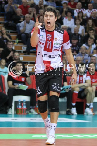  30.10.2016 RZESZOW<br />SIATKOWKA PLUSLIGA 2016/2017 MEN VOLLEYBALL POLAND POLISH PLUS LIGA LEAGUE SEASON 2016/2017<br />MECZ ASSECO RESOVIA RZESZOW - CERRAD CZARNI RADOM <br />N/Z FABIAN DRZYZGA RADOSC EMOCJE SYLWETKA <br /> 
