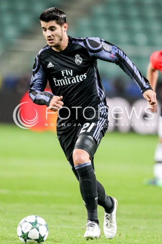  02.11.2016 WARSZAWA PILKA NOZNA STADION LEGII<br />FOOTBALL RUNDA ELIMINACJI UEFA CHAMPIONS LEAGUE<br />MECZ LEGIA WARSZAWA - REAL MADRYT<br />N/Z ALVARO MORATA <br /> 