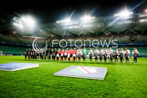  02.11.2016 WARSZAWA PILKA NOZNA STADION LEGII<br />FOOTBALL RUNDA ELIMINACJI UEFA CHAMPIONS LEAGUE<br />MECZ LEGIA WARSZAWA - REAL MADRYT<br />N/Z DRUZYNA LEGII WARSZAWA I REAL MADRYT<br /> 