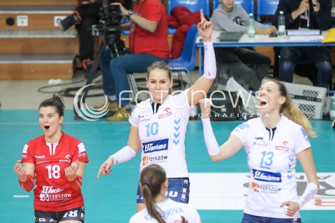  06.11.2016 RZESZOW<br />SIATKOWKA ORLEN LIGA 2016/2017 WOMEN VOLLEYBALL POLAND POLISH ORLENLIGA LEAGUE SEASON 2016/2017<br />MECZ DEVELOPRES SKYRES RZESZOW - CHEMIK POLICE <br />N/Z LUCYNA BOREK ADELA HELIC KATARZYNA MROZ RADOSC EMOCJE <br /> 