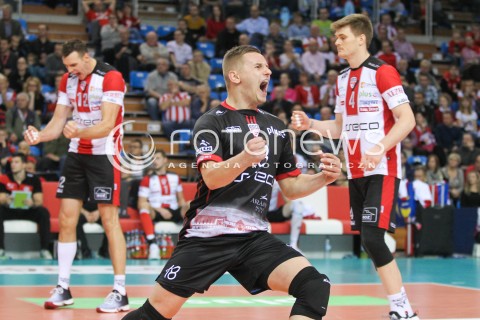  26.11.2016 RZESZOW<br />SIATKOWKA PLUSLIGA 2016/2017 MEN VOLLEYBALL POLAND POLISH PLUS LIGA LEAGUE SEASON 2016/2017<br />MECZ ASSECO RESOVIA RZESZOW - INDYKPOL AZS OLSZTYN <br />N/Z DAMIAN WOJTASZEK RADOSC EMOCJE SYLWETKA <br /> 
