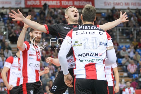  26.11.2016 RZESZOW<br />SIATKOWKA PLUSLIGA 2016/2017 MEN VOLLEYBALL POLAND POLISH PLUS LIGA LEAGUE SEASON 2016/2017<br />MECZ ASSECO RESOVIA RZESZOW - INDYKPOL AZS OLSZTYN <br />N/Z DAMIAN WOJTASZEK FREDERIC WINTERS RADOSC EMOCJE <br /> 