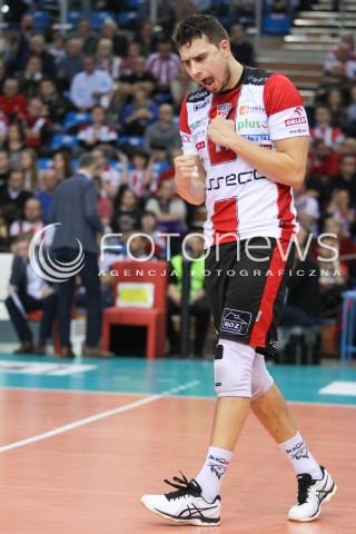  26.11.2016 RZESZOW<br />SIATKOWKA PLUSLIGA 2016/2017 MEN VOLLEYBALL POLAND POLISH PLUS LIGA LEAGUE SEASON 2016/2017<br />MECZ ASSECO RESOVIA RZESZOW - INDYKPOL AZS OLSZTYN <br />N/Z FABIAN DRZYZGA RADOSC EMOCJE SYLWETKA <br /> 