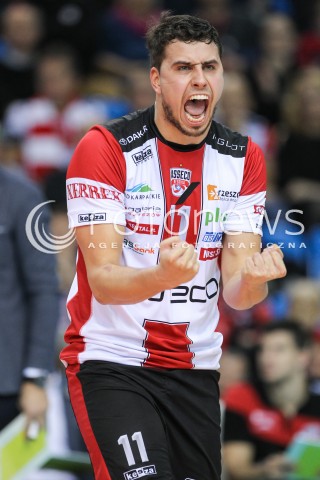  26.11.2016 RZESZOW<br />SIATKOWKA PLUSLIGA 2016/2017 MEN VOLLEYBALL POLAND POLISH PLUS LIGA LEAGUE SEASON 2016/2017<br />MECZ ASSECO RESOVIA RZESZOW - INDYKPOL AZS OLSZTYN <br />N/Z FABIAN DRZYZGA RADOSC EMOCJE SYLWETKA <br /> 