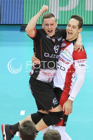  26.11.2016 RZESZOW<br />SIATKOWKA PLUSLIGA 2016/2017 MEN VOLLEYBALL POLAND POLISH PLUS LIGA LEAGUE SEASON 2016/2017<br />MECZ ASSECO RESOVIA RZESZOW - INDYKPOL AZS OLSZTYN <br />N/Z DAMIAN WOJTASZEK FREDERIC WINTERS RADOSC EMOCJE SYLWETKA <br /> 