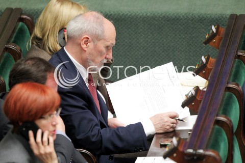  02.12.2016 WARSZAWA SEJM<br />POSIEDZENIE SEJMU RP<br />N/Z MINISTER OBRONY NARODOWEJ ANTONI MACIEREWICZ<br /> 