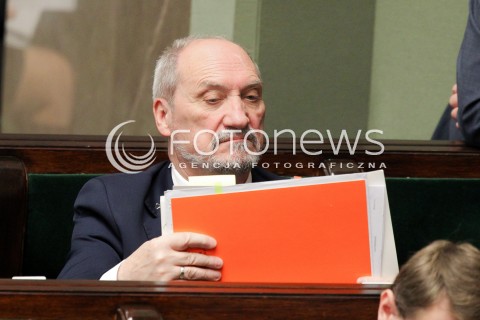  02.12.2016 WARSZAWA SEJM<br />POSIEDZENIE SEJMU RP<br />N/Z MINISTER OBRONY NARODOWEJ ANTONI MACIEREWICZ<br /> 
