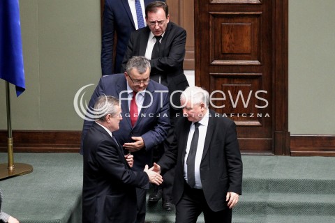  14.12.2016 WARSZAWA SEJM<br />POSIEDZENIE SEJMU RP<br />N/Z JAROSLAW KACZYNSKI PIOTR GLINSKI<br /> 
