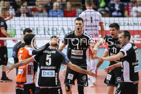  22.12.2016 RZESZOW POLAND<br />SIATKOWKA LIGA MISTRZOW <br />MEN CEV VOLLEYBALL CHAMPIONS LEAGUE 2016/2017<br />MATCH ASSECO RESOVIA RZESZOW - BERLIN RECYCLING VOLLEYS <br />N/Z ALEKSANDAR OKOLIC TSIMAFEI ZHUKOUSKI WOUTER TER MAAT RADOSC EMOCJE <br /> 