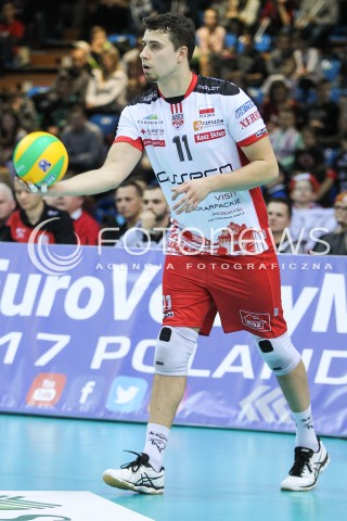  22.12.2016 RZESZOW POLAND<br />SIATKOWKA LIGA MISTRZOW <br />MEN CEV VOLLEYBALL CHAMPIONS LEAGUE 2016/2017<br />MATCH ASSECO RESOVIA RZESZOW - BERLIN RECYCLING VOLLEYS <br />N/Z FABIAN DRZYZGA SYLWETKA <br /> 