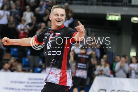  22.12.2016 RZESZOW POLAND<br />SIATKOWKA LIGA MISTRZOW <br />MEN CEV VOLLEYBALL CHAMPIONS LEAGUE 2016/2017<br />MATCH ASSECO RESOVIA RZESZOW - BERLIN RECYCLING VOLLEYS <br />N/Z DAMIAN WOJTASZEK SYLWETKA RADOSC EMOCJE <br /> 