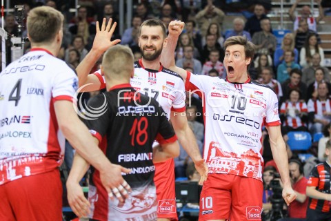  22.12.2016 RZESZOW POLAND<br />SIATKOWKA LIGA MISTRZOW <br />MEN CEV VOLLEYBALL CHAMPIONS LEAGUE 2016/2017<br />MATCH ASSECO RESOVIA RZESZOW - BERLIN RECYCLING VOLLEYS <br />N/Z JOCHEN SCHOPS MARCIN MOZDZONEK RADOSC EMOCJE <br /> 