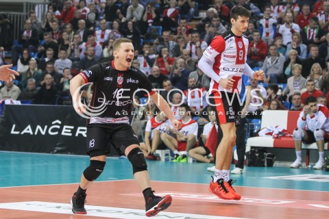  11.01.2017 RZESZOW <br />SIATKOWKA PUCHAR POLSKI MEZCZYZN 2017 <br />MECZ 1/4 PUCHARU POLSKI <br />MEN VOLLEYBALL POLAND POLISH CUP SEASON 2016/2017 <br />MECZ ASSECO RESOVIA RZESZOW - LOTOS TREFL GDANSK <br />N/Z DAMIAN WOJTASZEK THIBAULT ROSSARD RADOSC EMOCJE <br /> 